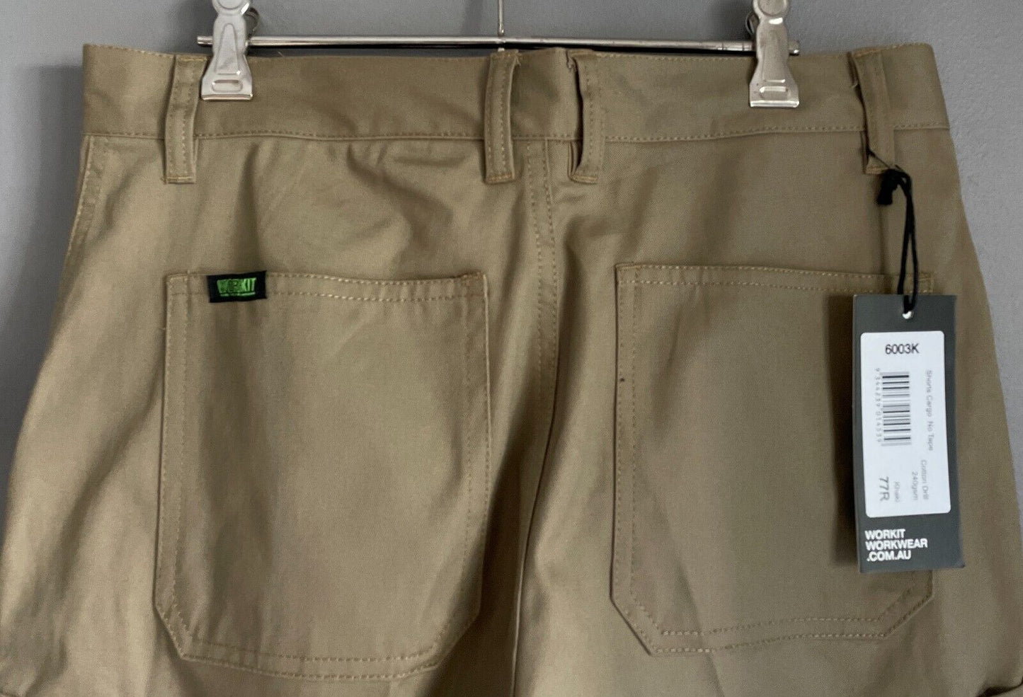Mens WORKIT Lightweight Cotton Drill Cargo Shorts Khaki Size 77R New in Pack