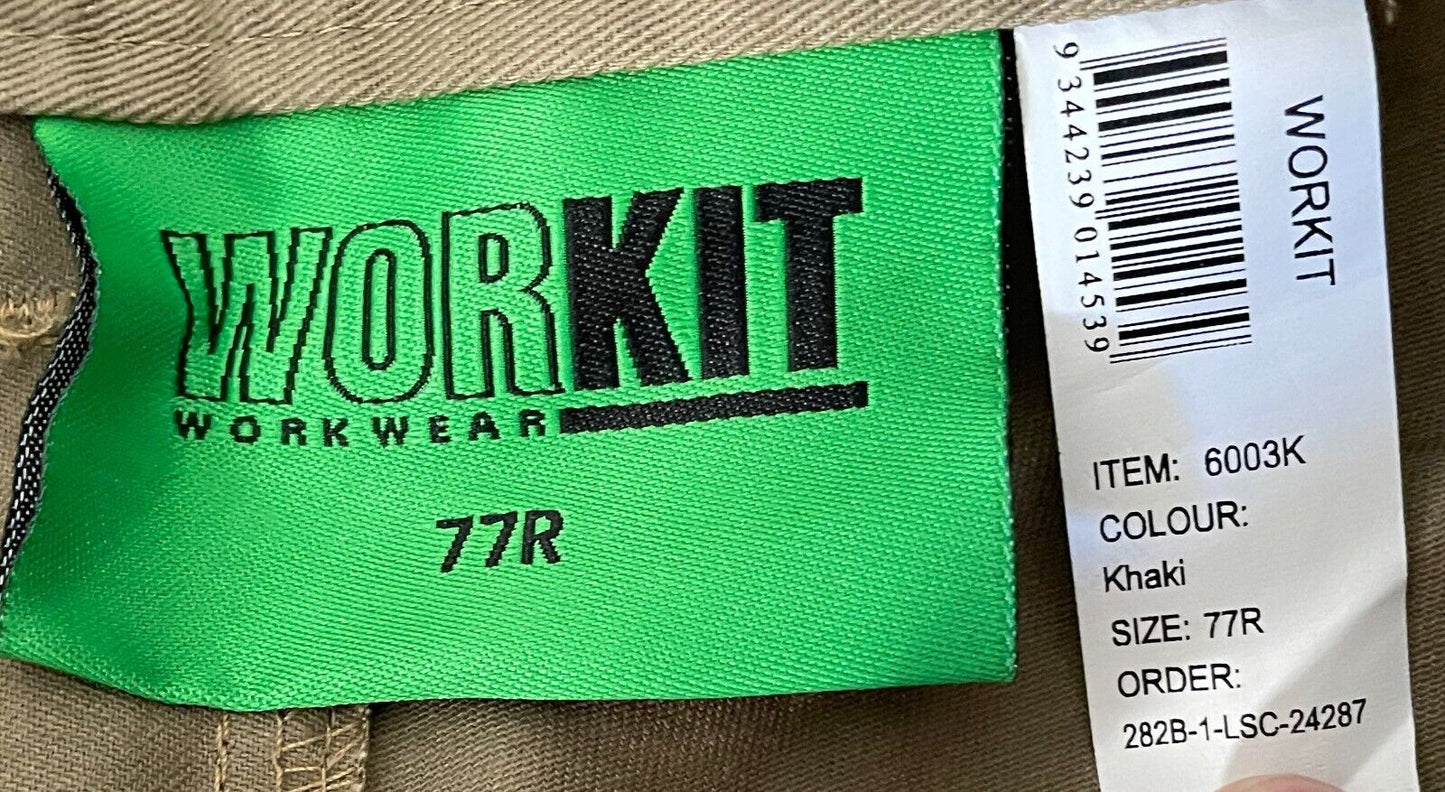 Mens WORKIT Lightweight Cotton Drill Cargo Shorts Khaki Size 77R New in Pack