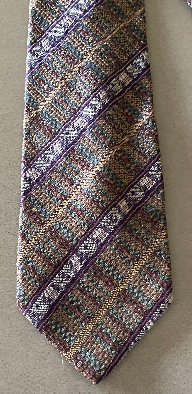 Mens COUNTRY ROAD Silk Neck Tie Multicoloured Stripe Print Vintage