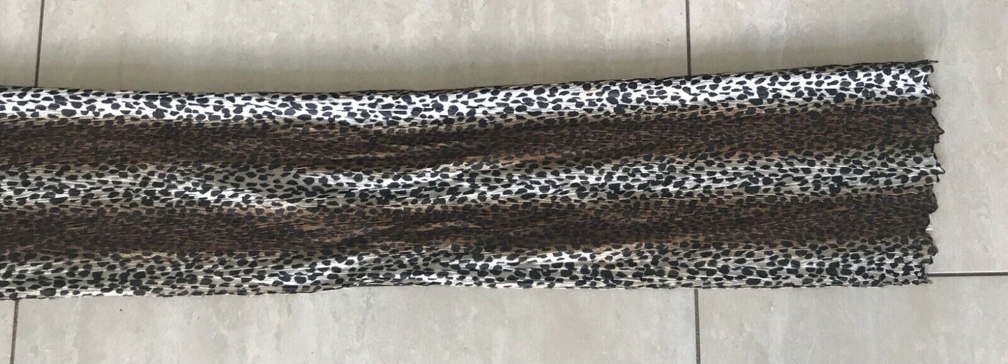 Scarf Wilma Flintstone Leopard Perma Crinkle Semi Sheer Black Brown Cream NEW