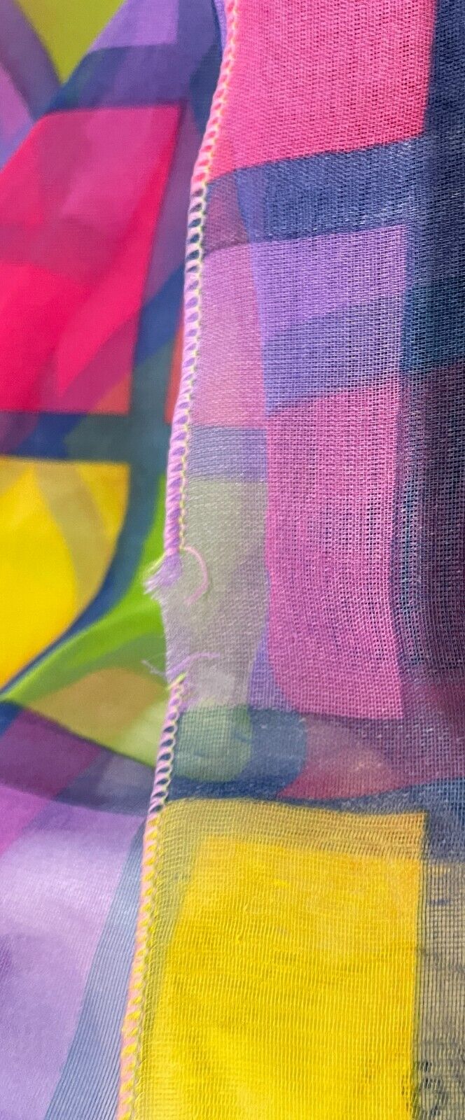Neck Scarf Semi Sheer Long Shawl Squares Print Blue Purple Pink Yellow Green NEW