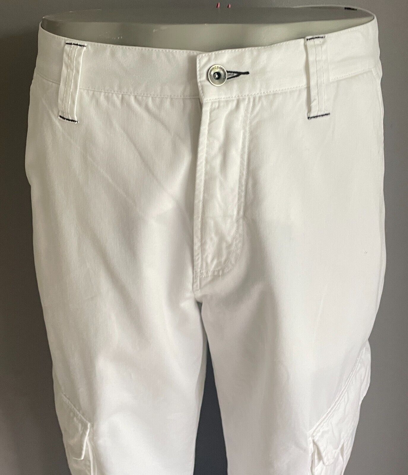 MARCS Mens Cargo Pants White Cotton Full Length Size 36/94cm Waist Wide Leg