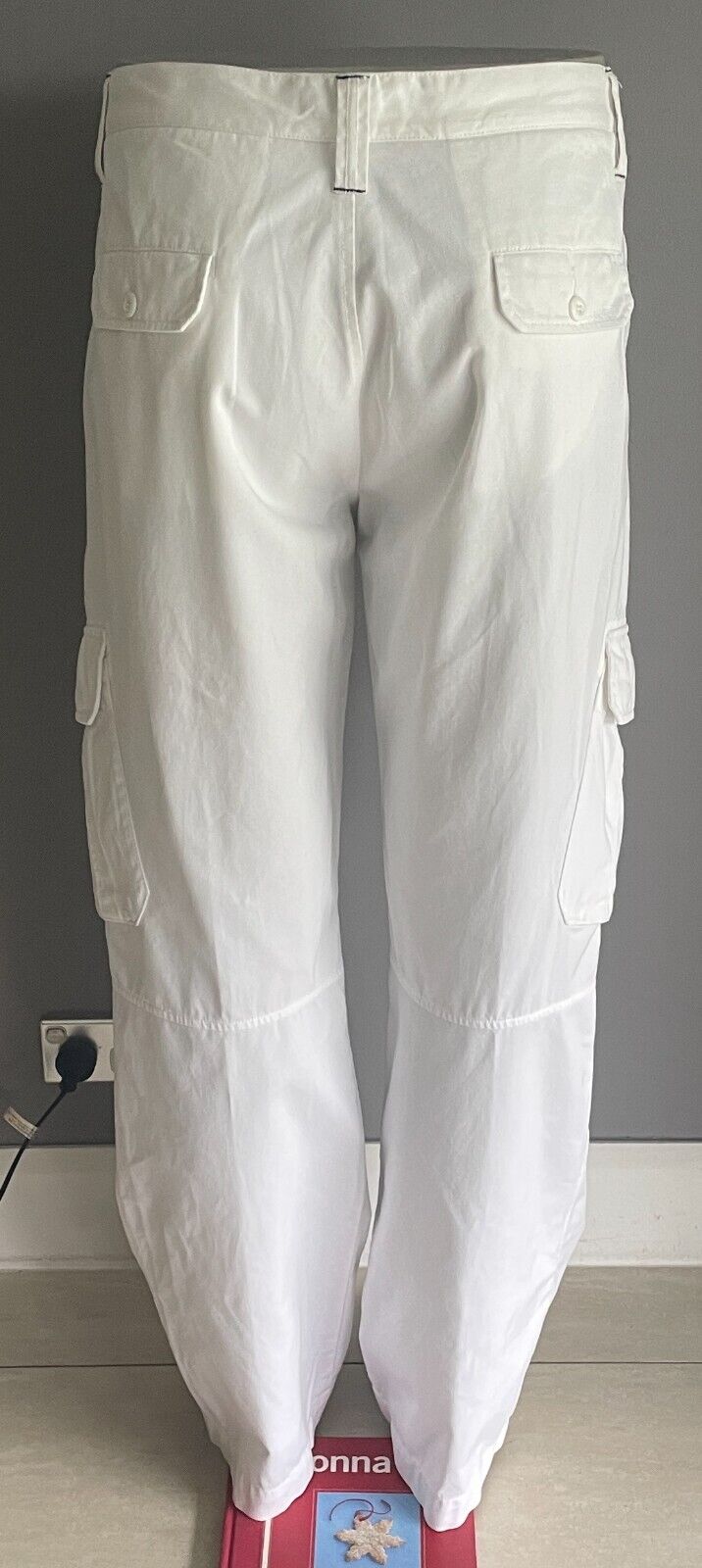 MARCS Mens Cargo Pants White Cotton Full Length Size 36/94cm Waist Wide Leg