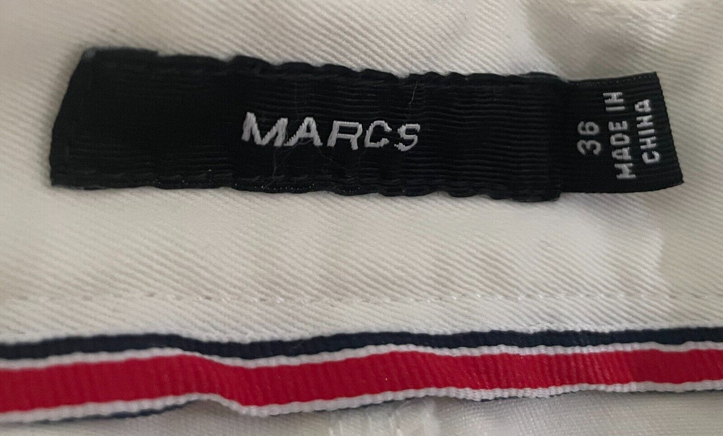 MARCS Mens Cargo Pants White Cotton Full Length Size 36/94cm Waist Wide Leg
