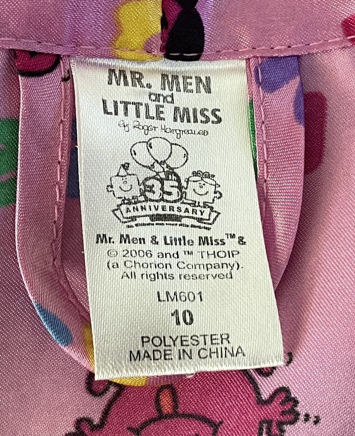 LITTLE MISS BAD Satin Bath Robe Pink MultiColour Print Short w Waist Tie Size 10