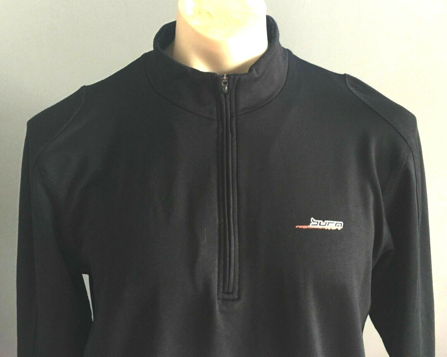 Mens SHAMP "Burn" 1/2 Zip Sports Top Logo Black Long Sleeve Gym Size L 52 54