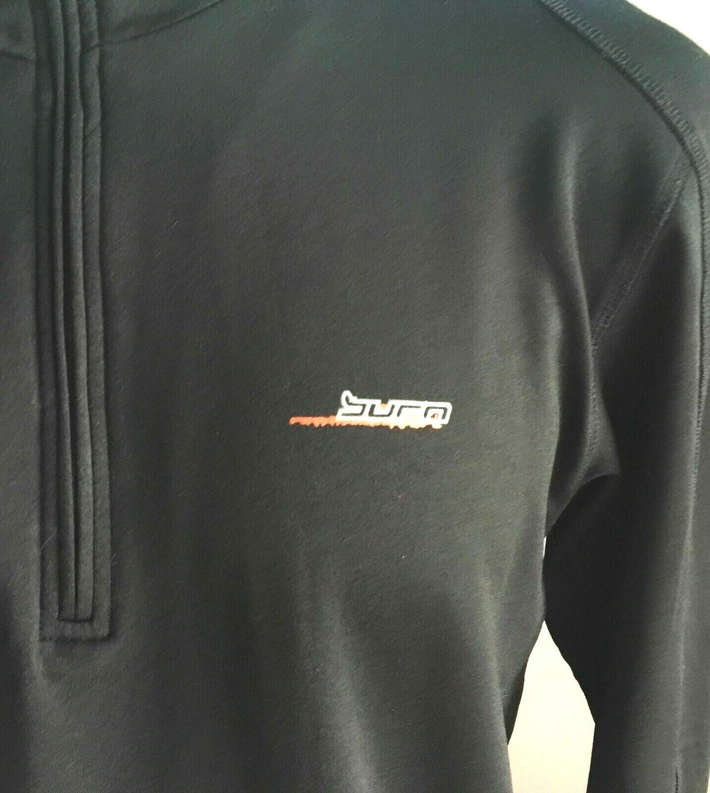 Mens SHAMP "Burn" 1/2 Zip Sports Top Logo Black Long Sleeve Gym Size L 52 54