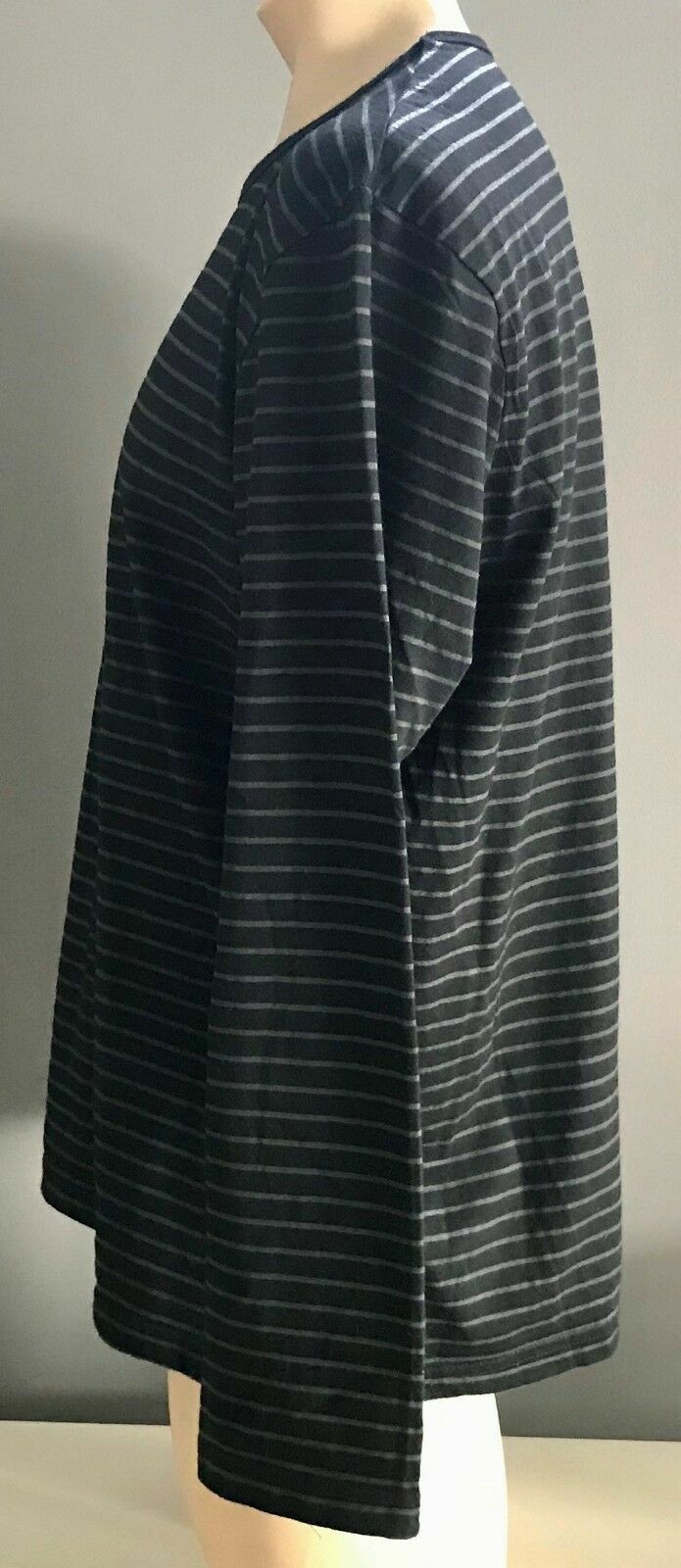 URBAN SUPPLY Crew Neck Top Long Sleeve Black Grey Stripe Mens Size XL