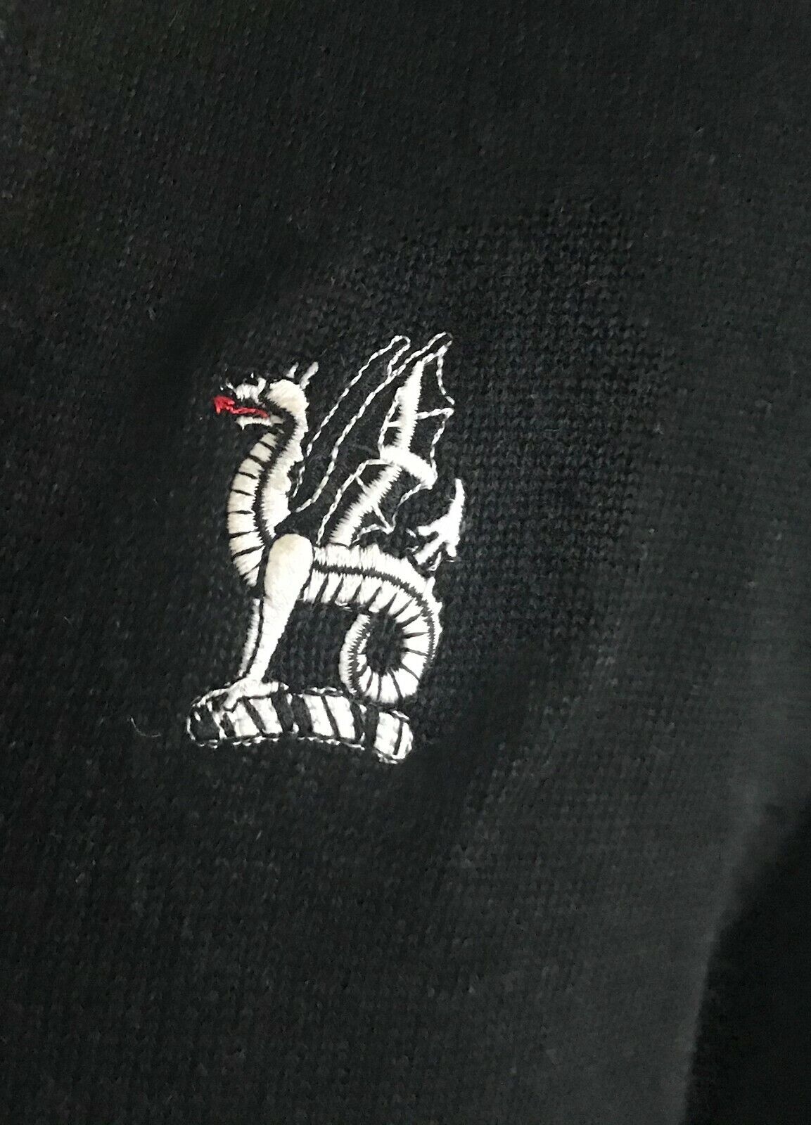 KNIT JUMPER Dragon Logo Sweater Black V-Neck Long Sleeve Mens Size XXXL 126cm