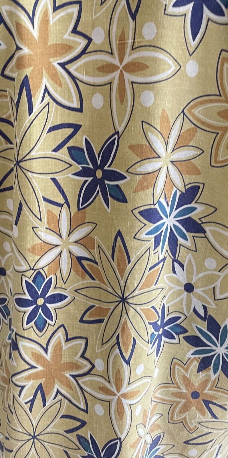 ZAK Shirt Pale Yellow & White Tan & Blue Floral Linen Blend Short Sleeve Size XL