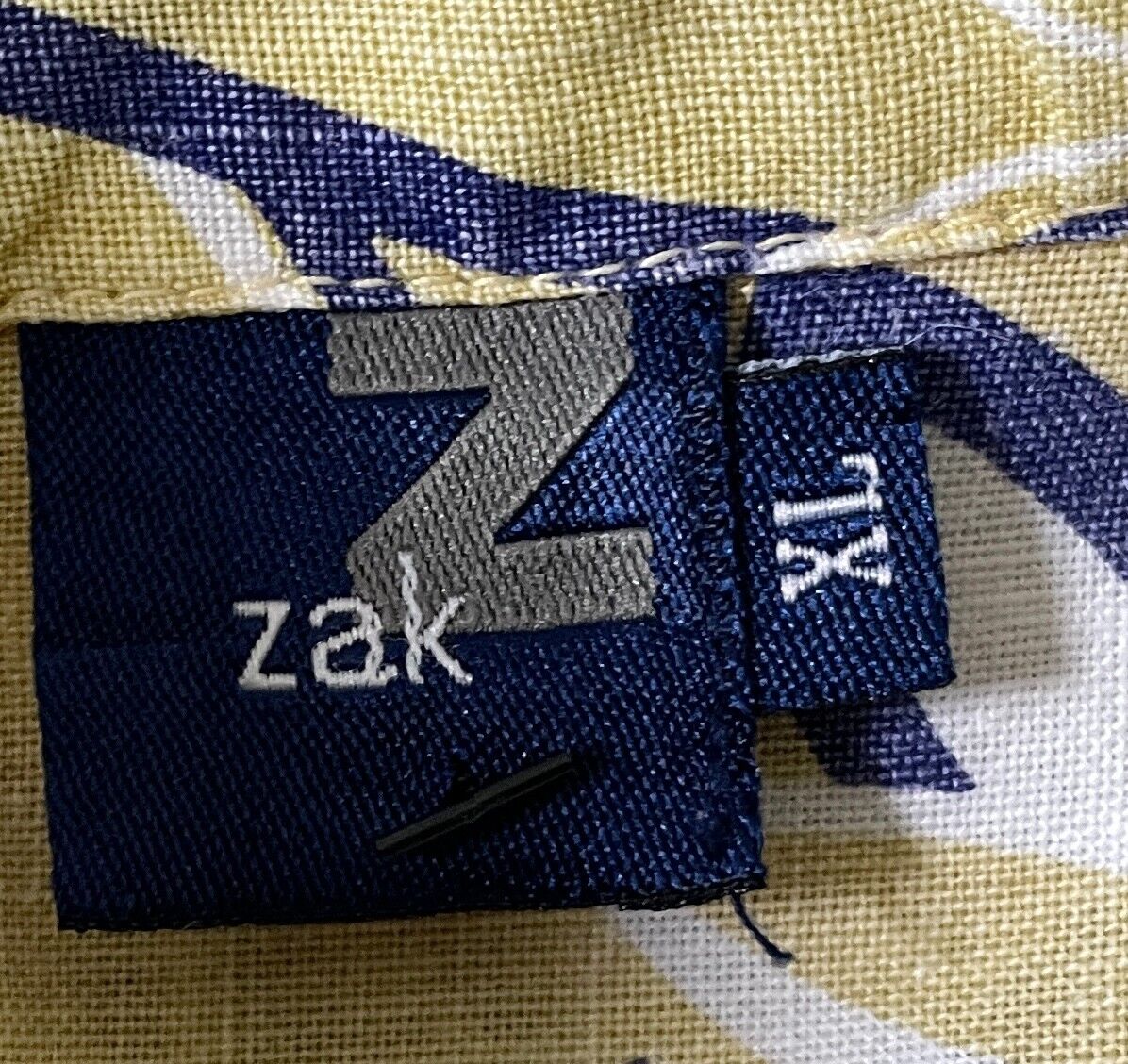 ZAK Shirt Pale Yellow & White Tan & Blue Floral Linen Blend Short Sleeve Size XL