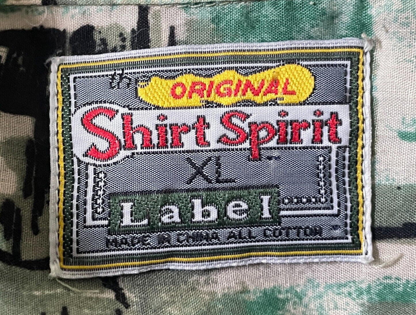 SHIRT SPIRIT Short Sleeve Button Up Shirt Sze XL Multicolour Print Cotton Retro