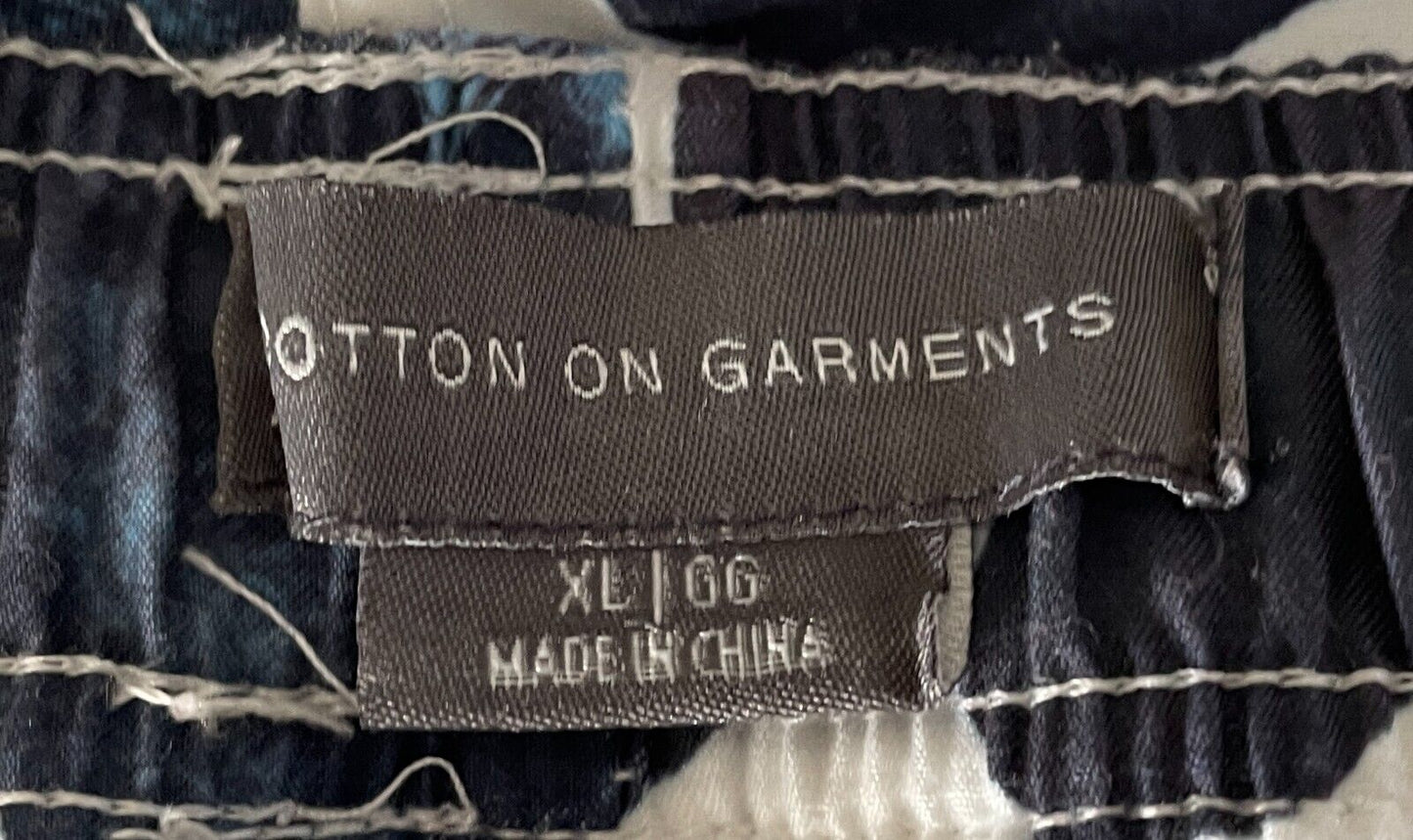 Board Shorts COTTON ON GARMENTS White & Blue Floral Elastic Waist Mens Size XL