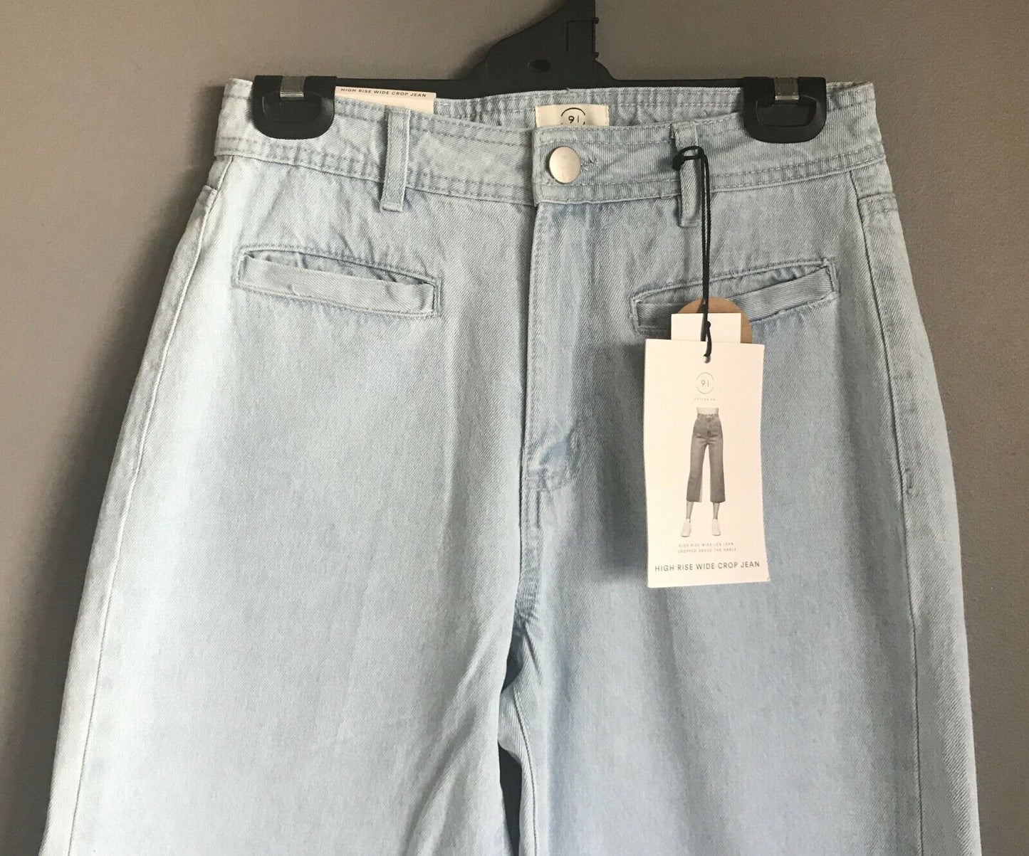 COTTON ON Wide Leg Crop Jeans Faded Blue Denim High Rise Pants Ladies Size 8