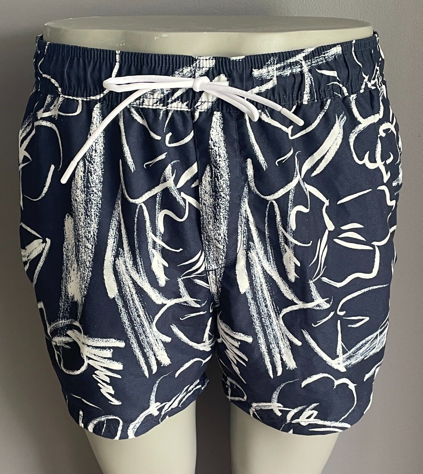Board Shorts COTTON ON GARMENTS Navy White Print Elastic Waist Mens Size XL