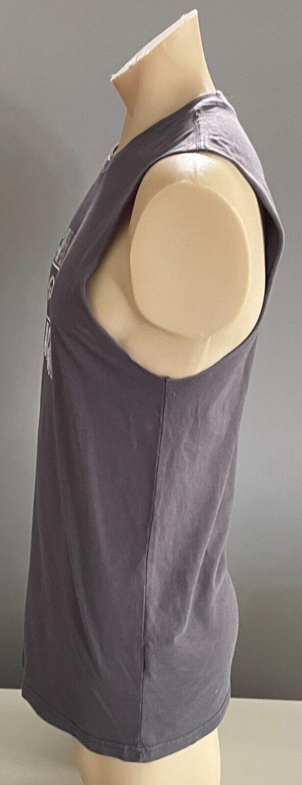 COTTON ON Muscle Tee Grey & White Print Sleeveless T-Bar Tee Size Mens XS