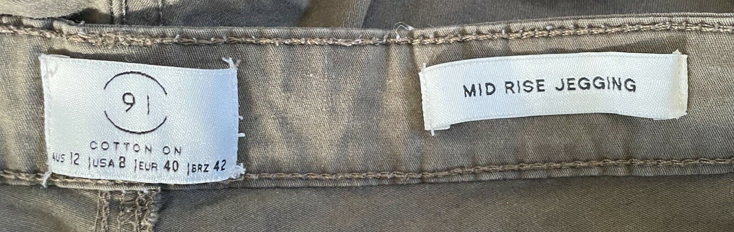 COTTON ON Jeggings Khaki Mid Rise 7/8 Length Jeggings Pants Ladies Size 12