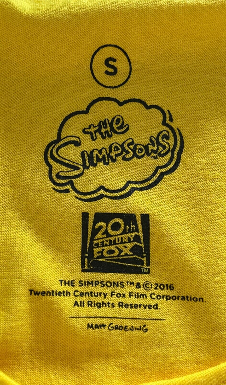 THE SIMPSONS Muscle Tee Yellow Black Homer Simpson Print Singlet Mens Size S