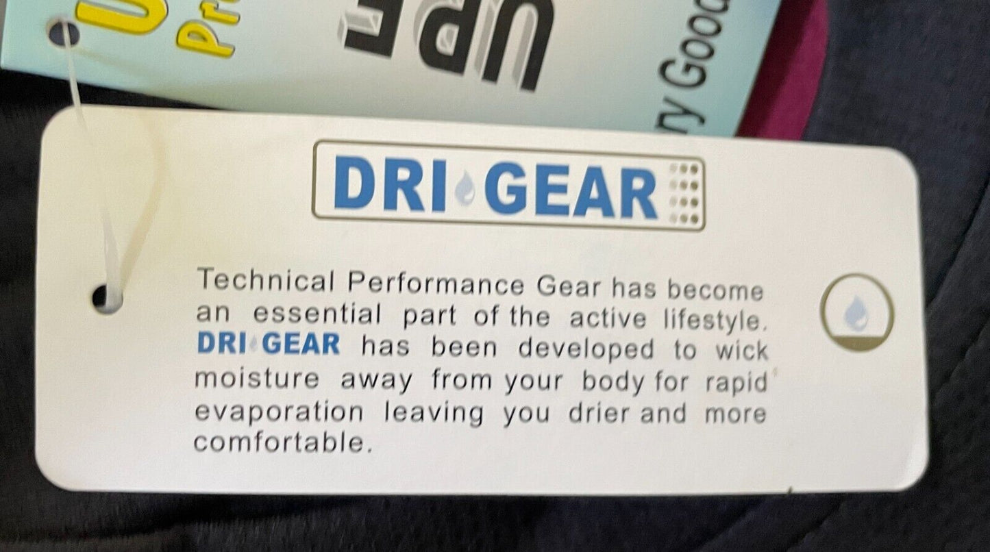 Mens Dri Gear BEARS Black & Burgundy Trim Short Sleeve Tee Size XL SPF 25 NEW