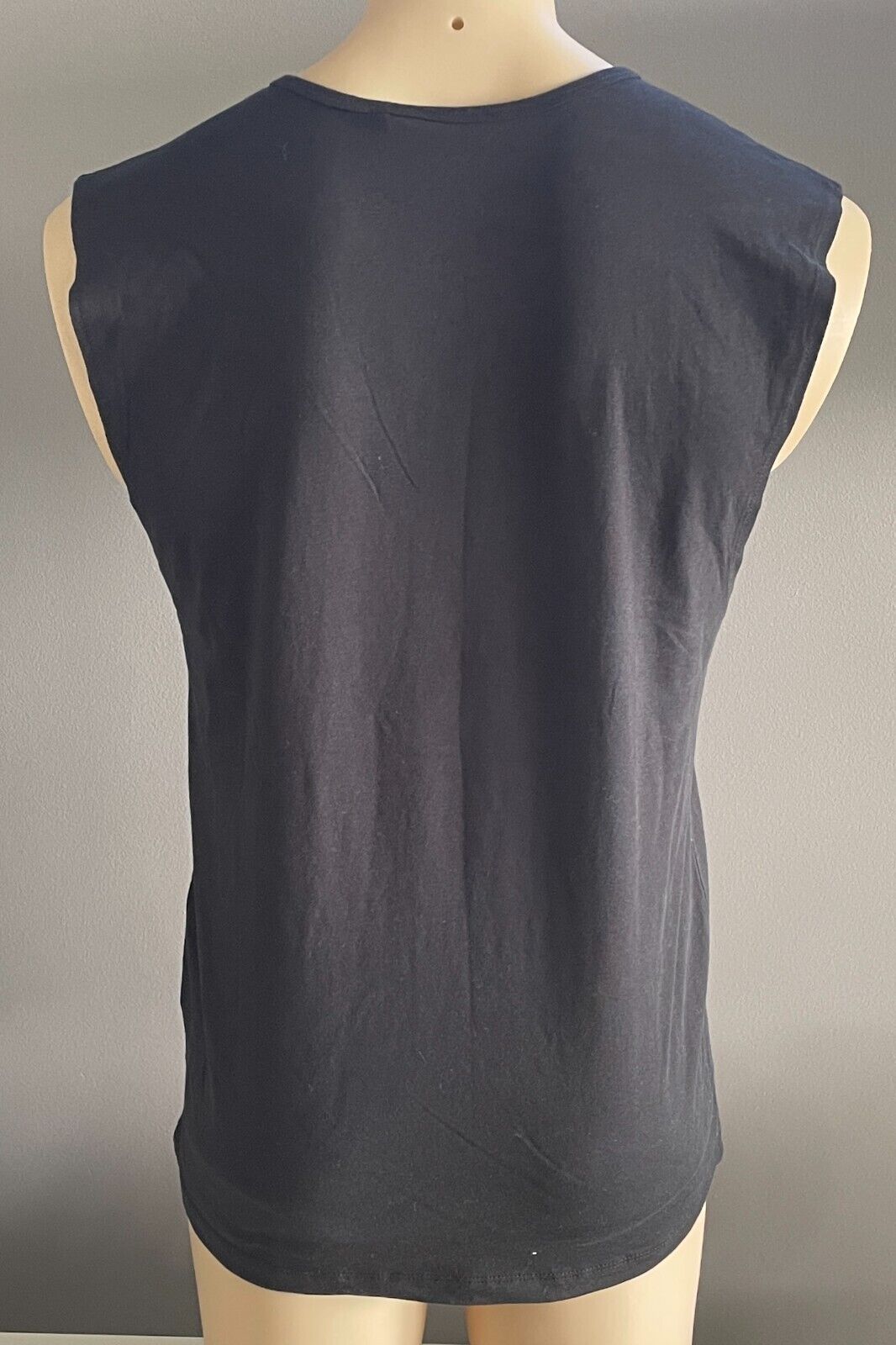 BIG W Mens Muscle Tee Black Sleeveless Motorcycle Print Tank Top Size S NEW