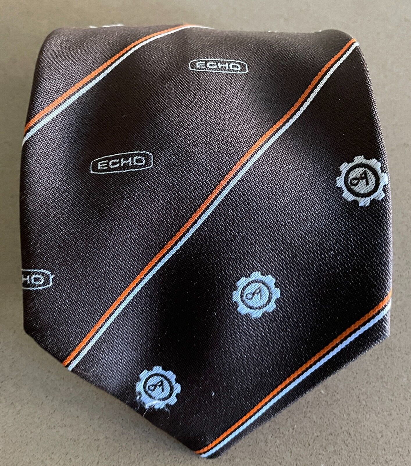 Vintage NeckTie 1970's 80's Mens TEE DEE Brown Orange White Stripe & Print Tie