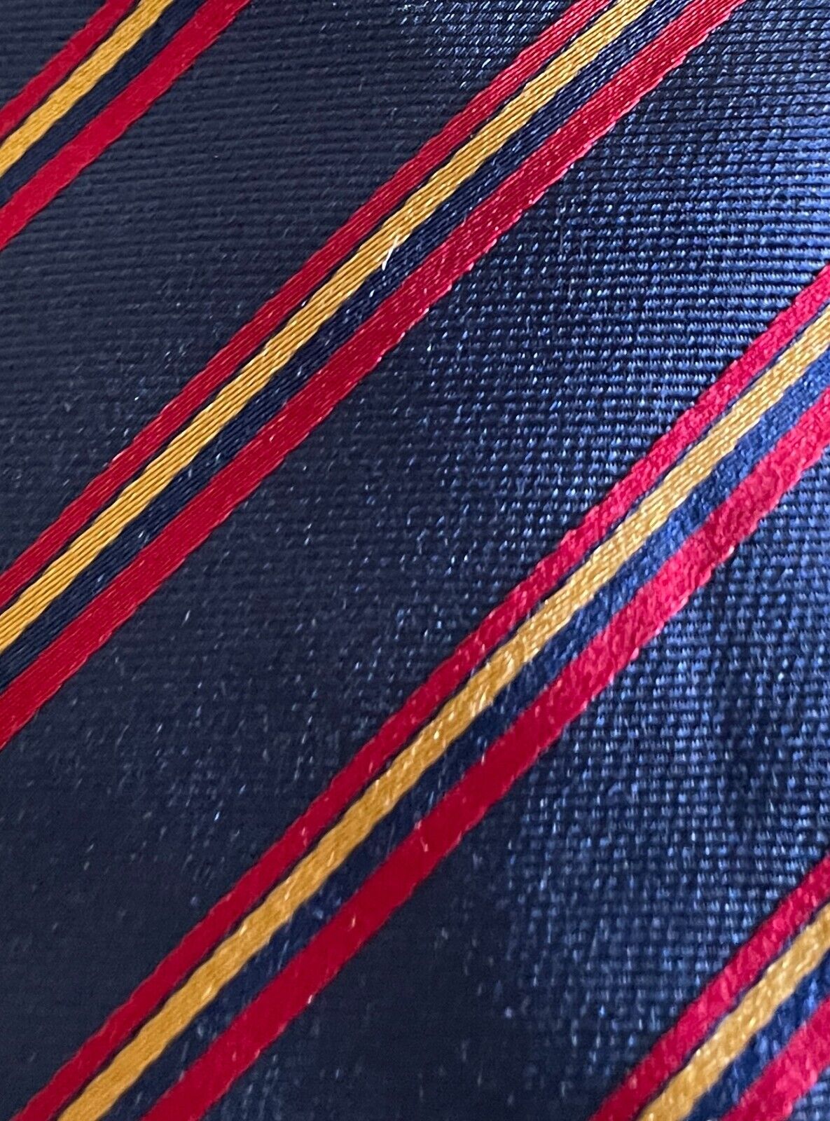 Mens NeckTie OBA Old Barker Association Silk Blue Red Gold Stripe Neck Tie