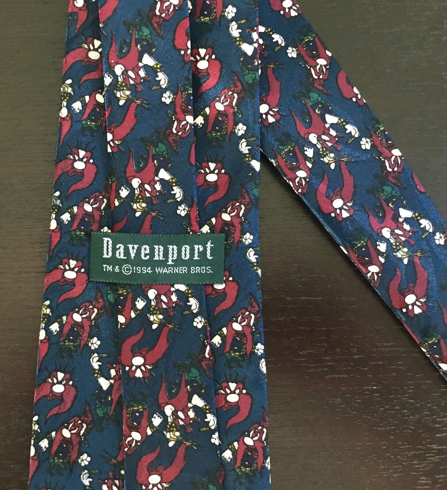 Looney Tunes Tie DAVENPORT Yosemite Sam Navy Burgundy NeckTie Warner Bros 94