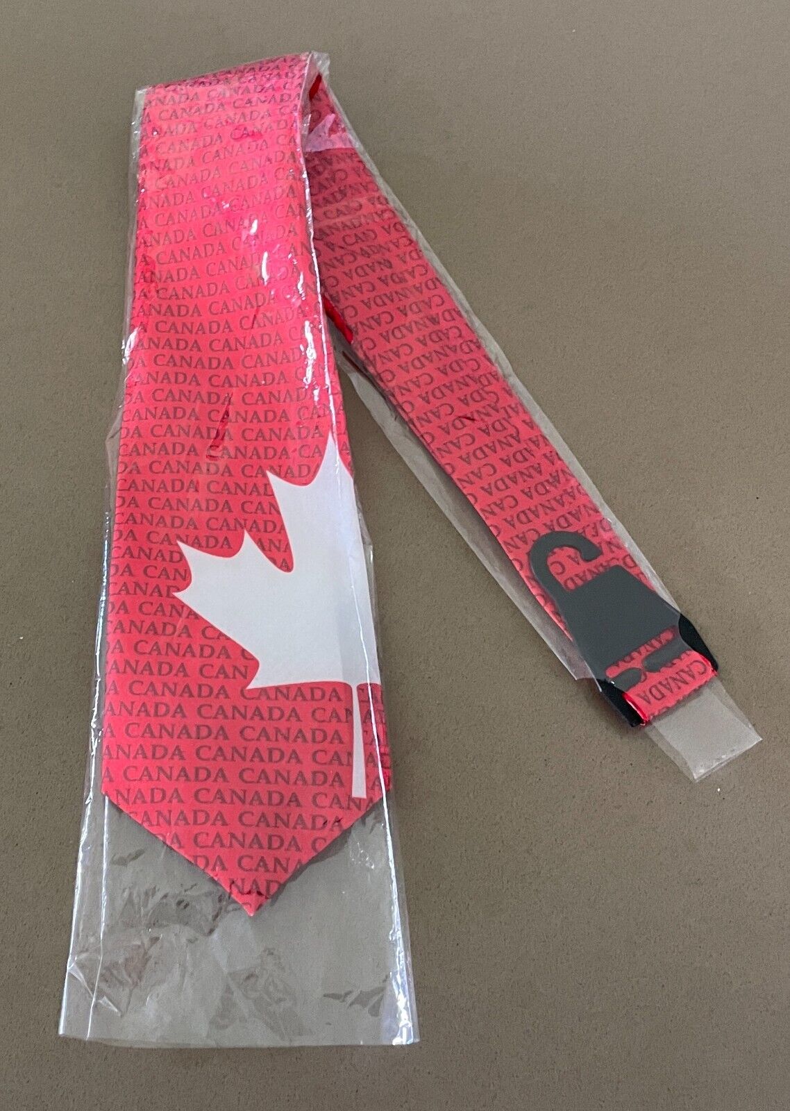 NeckTie CANADA Red White Black Souvenir Maple Leaf Print Polyester Neck Tie