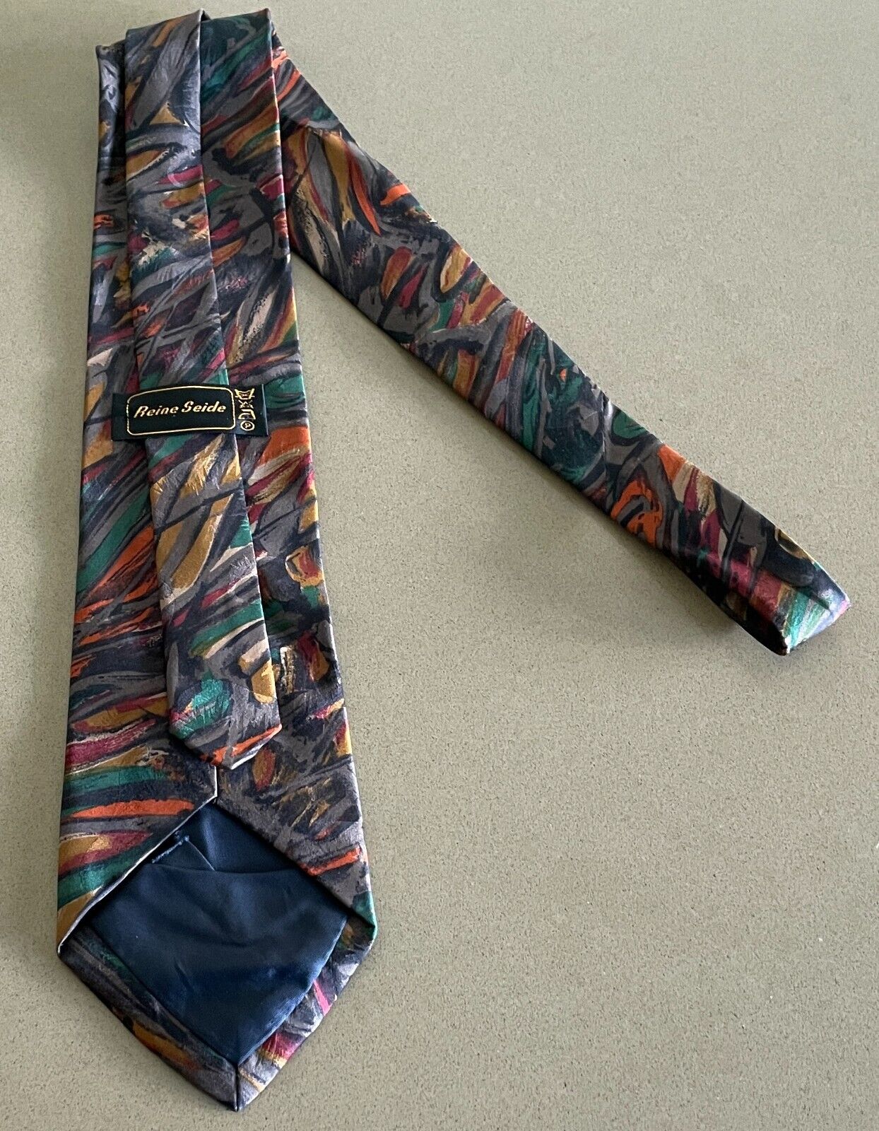 Mens Vintage NeckTie REINE SEIDE 1980's Multicoloured Abstract Print Retro Tie