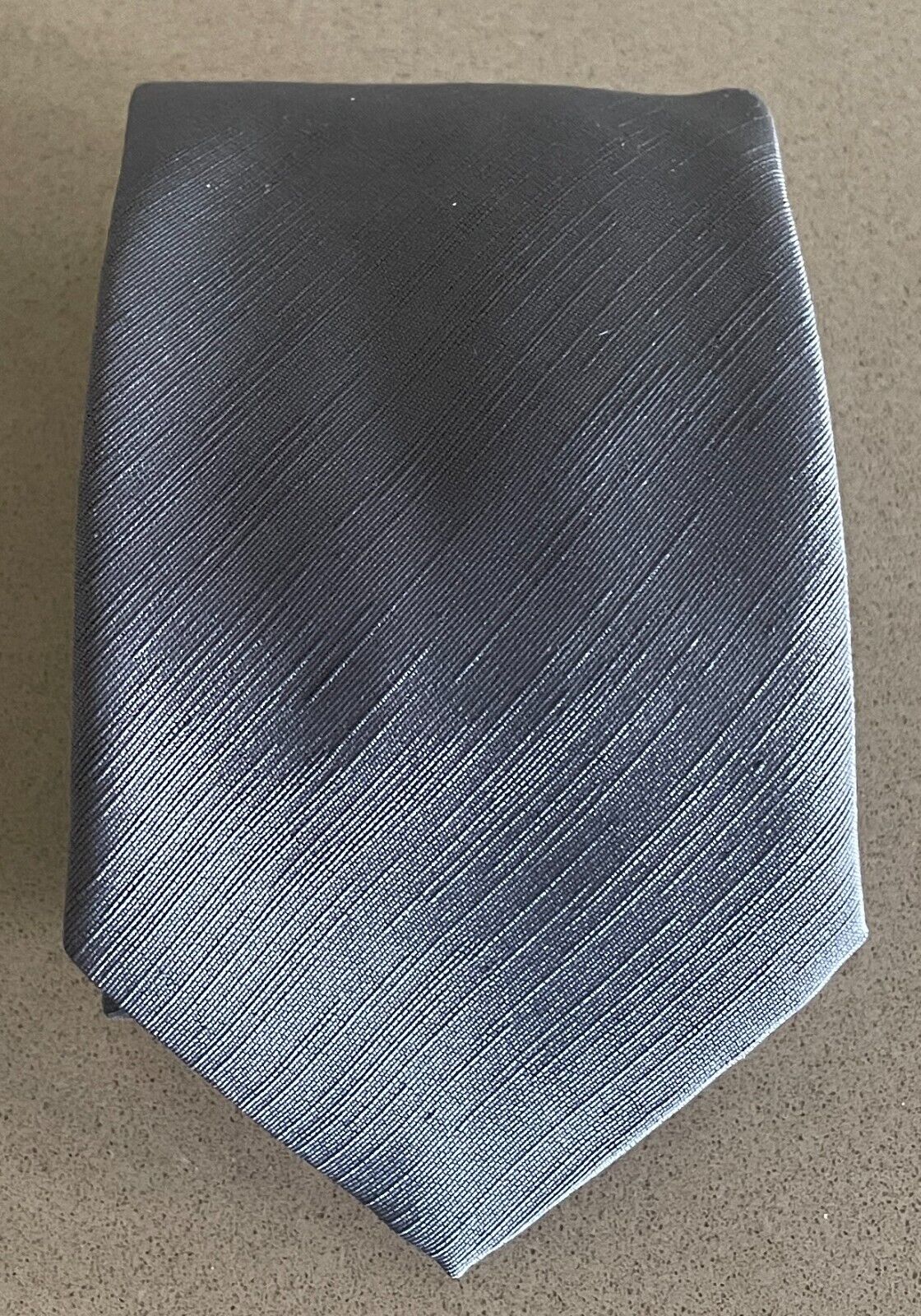 Mens Vintage Necktie DOM CARIOLLE Thin Tie Grey Polyester Australian Made