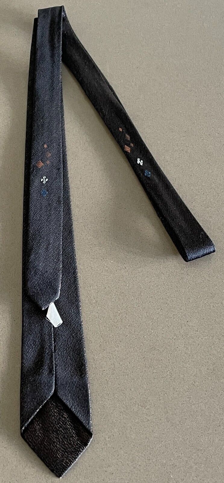 Mens Vintage 1960's 1970's Thin Tie NeckTie Iridescent Brown & Black Rayon