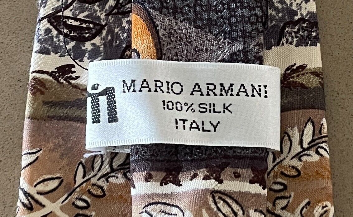 MARIO ARMANI Italy Silk Tie NeckTie Elephants Ducks Pattern Wide Mens Necktie