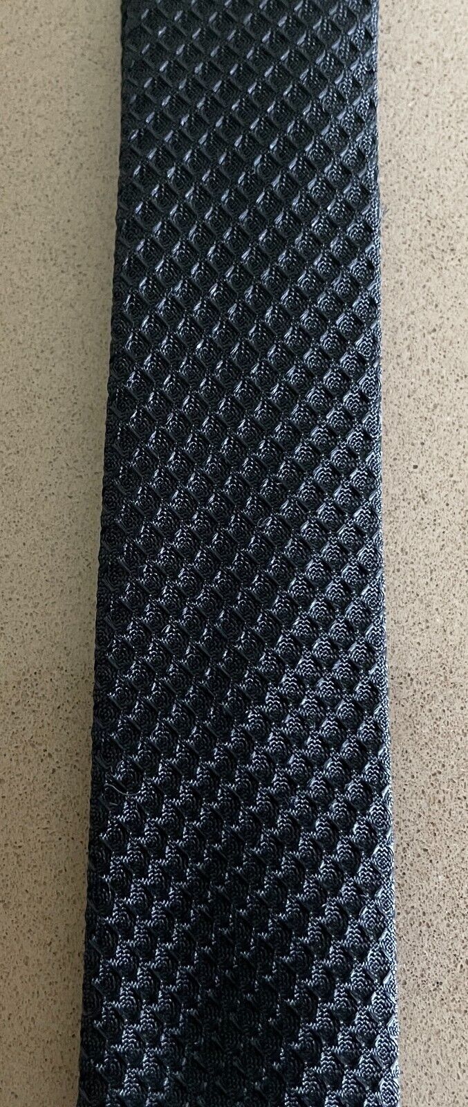 LIDO NeckTie Black "Teryester" Textured Thin Vintage 1960's 70's Mens Neck Tie