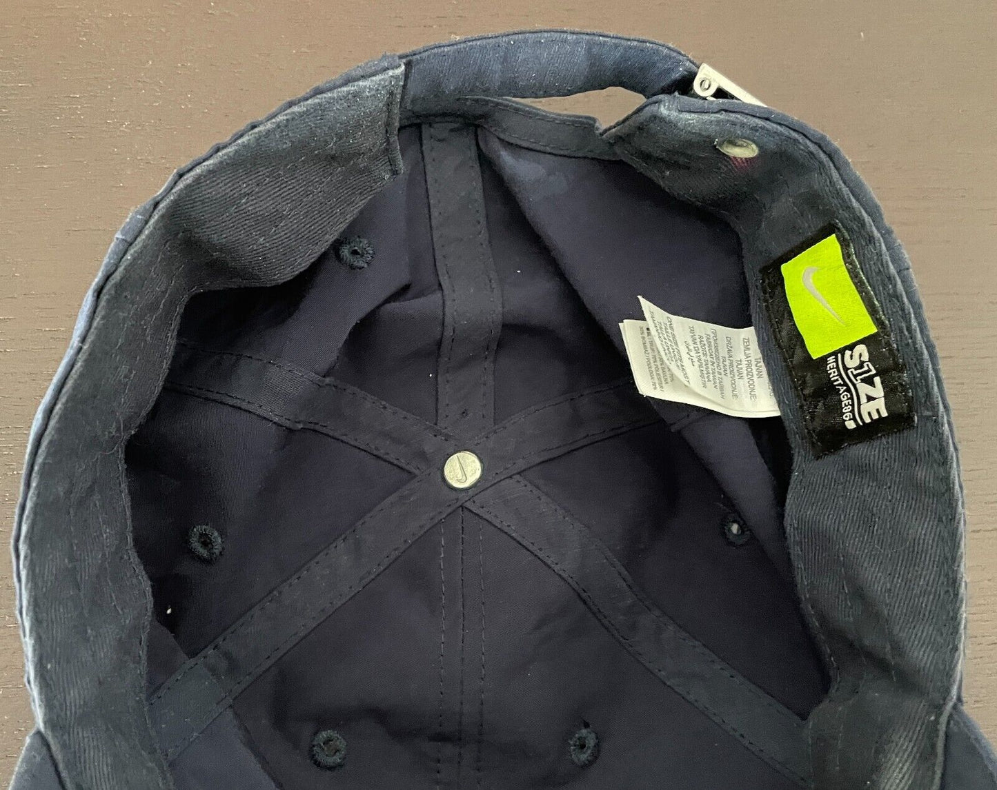 NIKE Navy Dri-Fit Club 6 Panel Cap Hat Curved Bill Unstructured Metal Swoosh