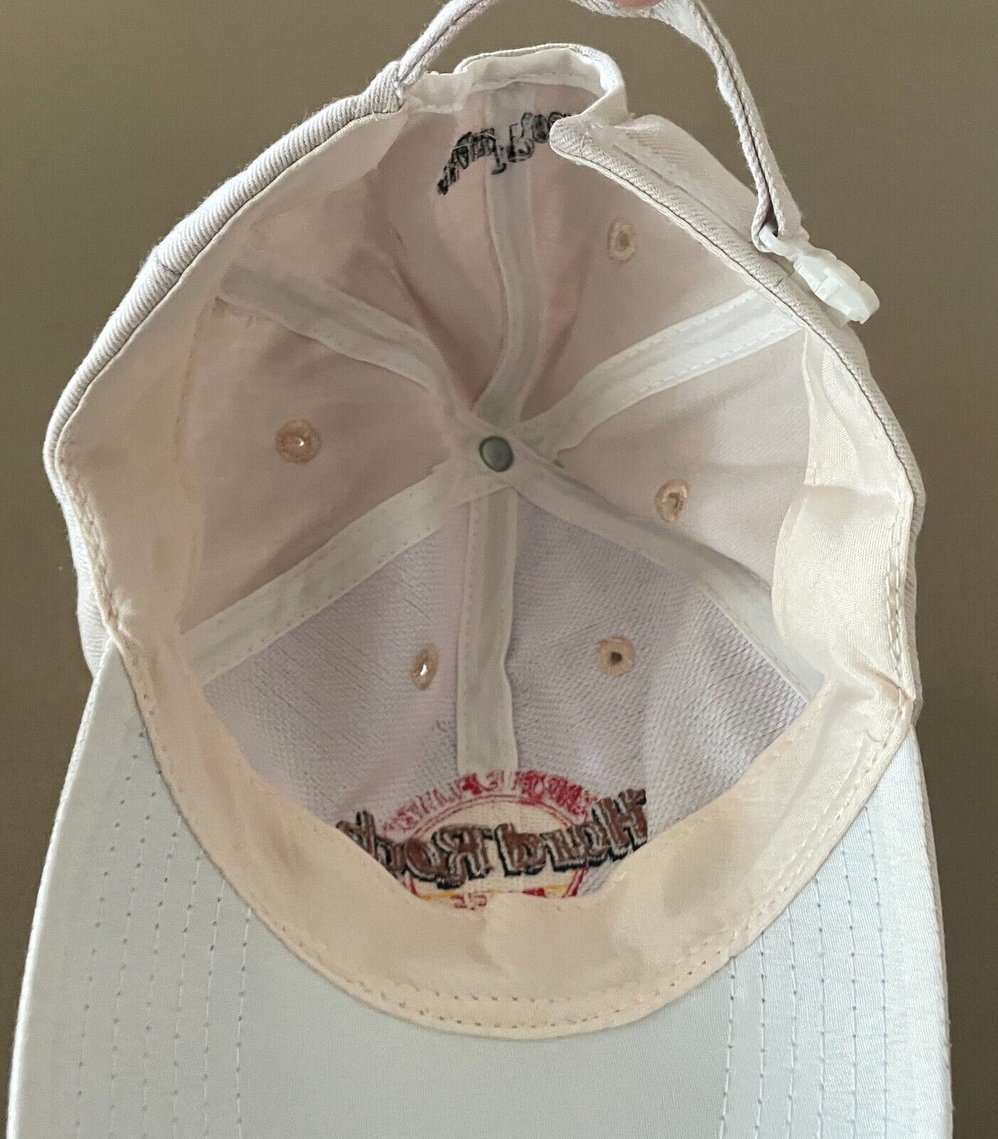 HARD ROCK CAFE BANGKOK Baseball Cap Beige Adjustable One Size Plastic Clip Hat