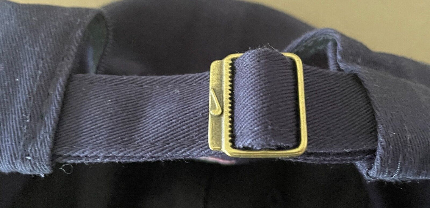NIKE USA Navy Blue Black Slap Back Metal Slider Baseball Cap Hat Curved Bill NEW