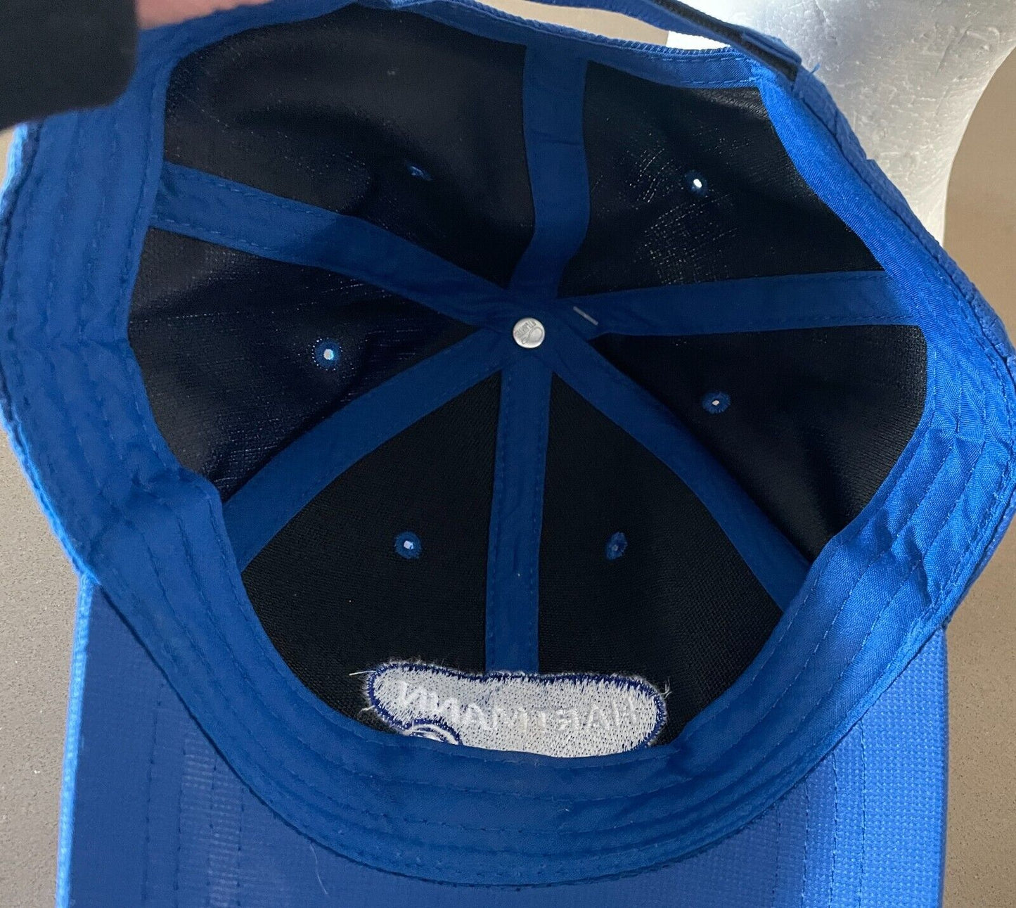 Atlantis HARTMANN+ Baseball Cap Blue & White Trim Mid Visor Hook Loop Adjustable