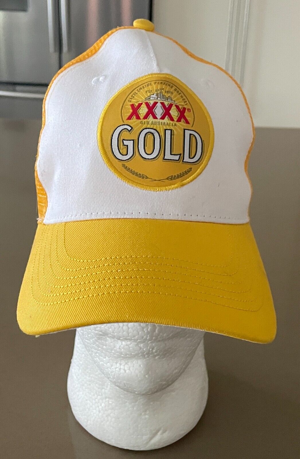 New XXXX Logo Truckers Cap Gold Yellow White Mesh Snap Back 4X YETIMO Beer Hat