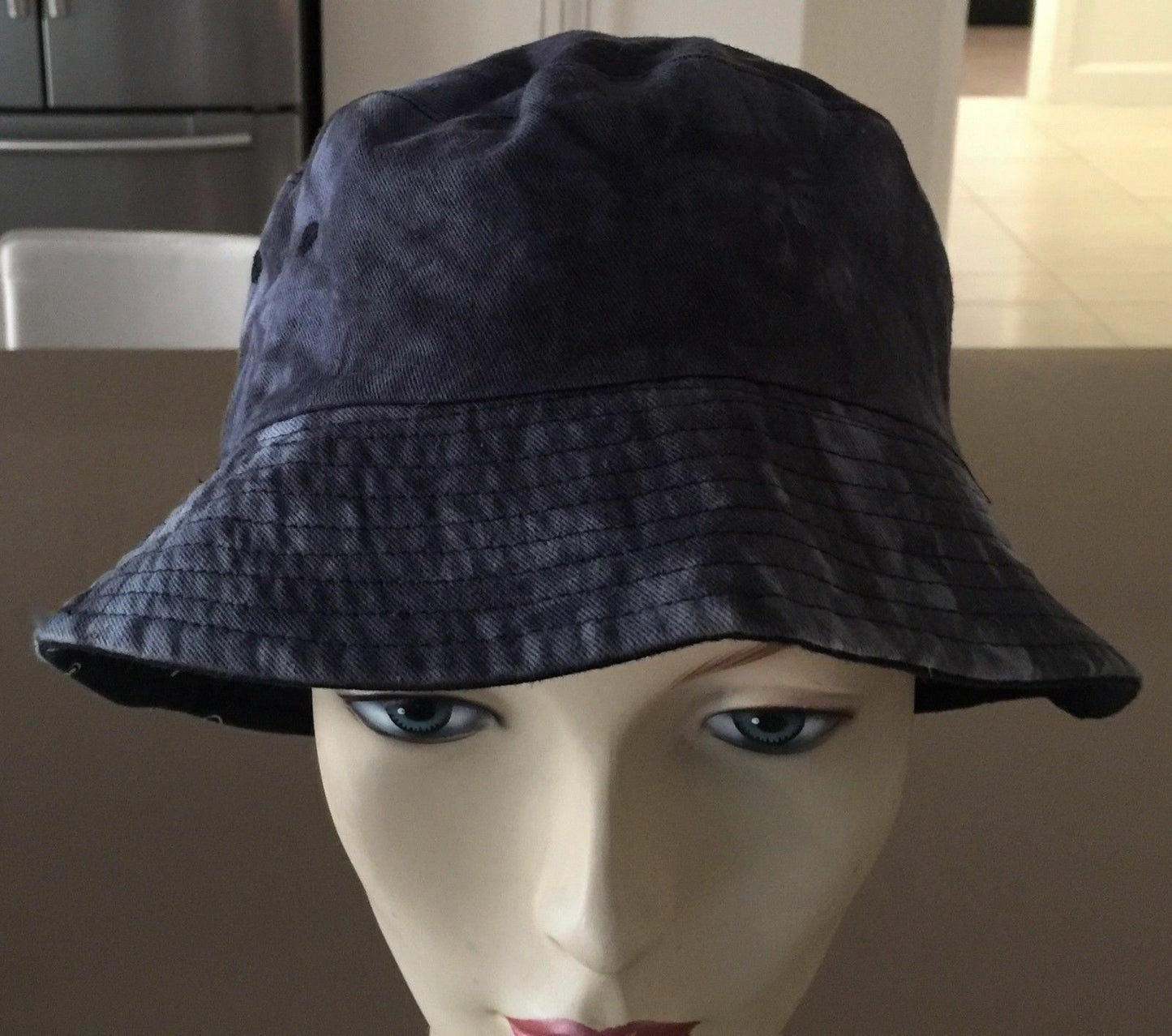 Mens FCT HAT Bucket Hat Reversible Black Grey White Marble & Paisley Print 58cm