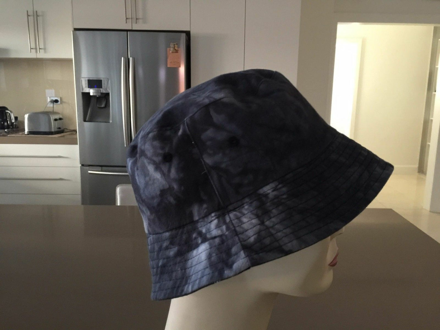 Mens FCT HAT Bucket Hat Reversible Black Grey White Marble & Paisley Print 58cm