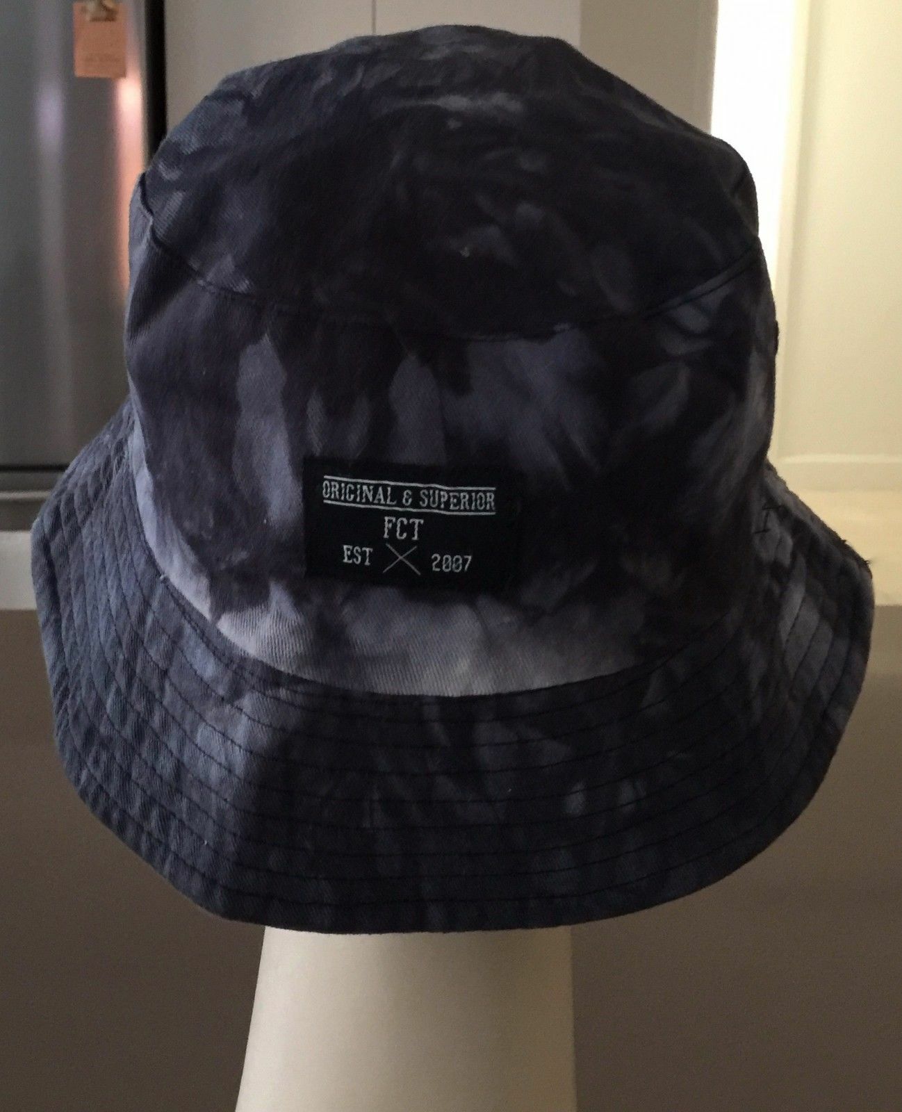 Mens FCT HAT Bucket Hat Reversible Black Grey White Marble & Paisley Print 58cm