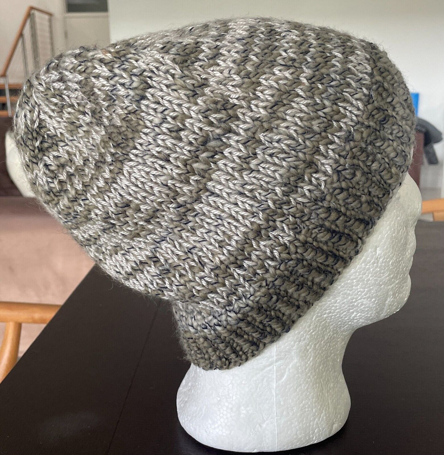 Chunky Knit BEANIE Khaki Beige Stretch Unisex One Size Hat Cap