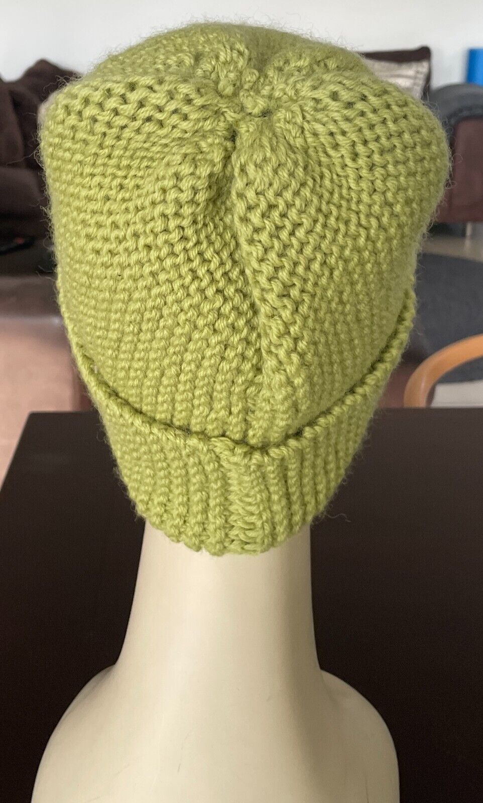 Beanie Lime Citrus Green Chunky Knit Winter Hand Knit Cap Hat Handmade Ladies