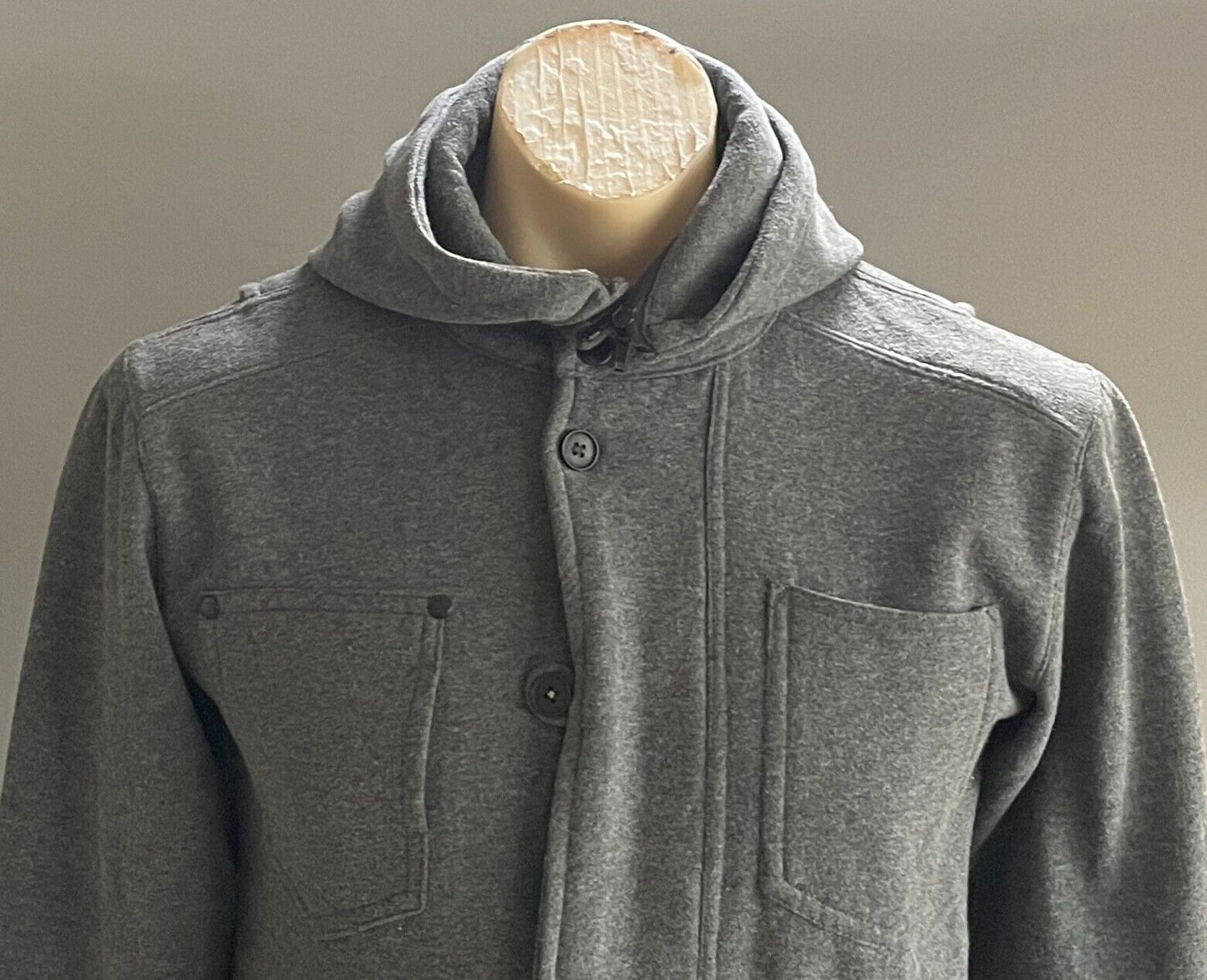 COMUNE Grey Long Sleeve Jacket Mens Size S High Neck Detachable Hoodie