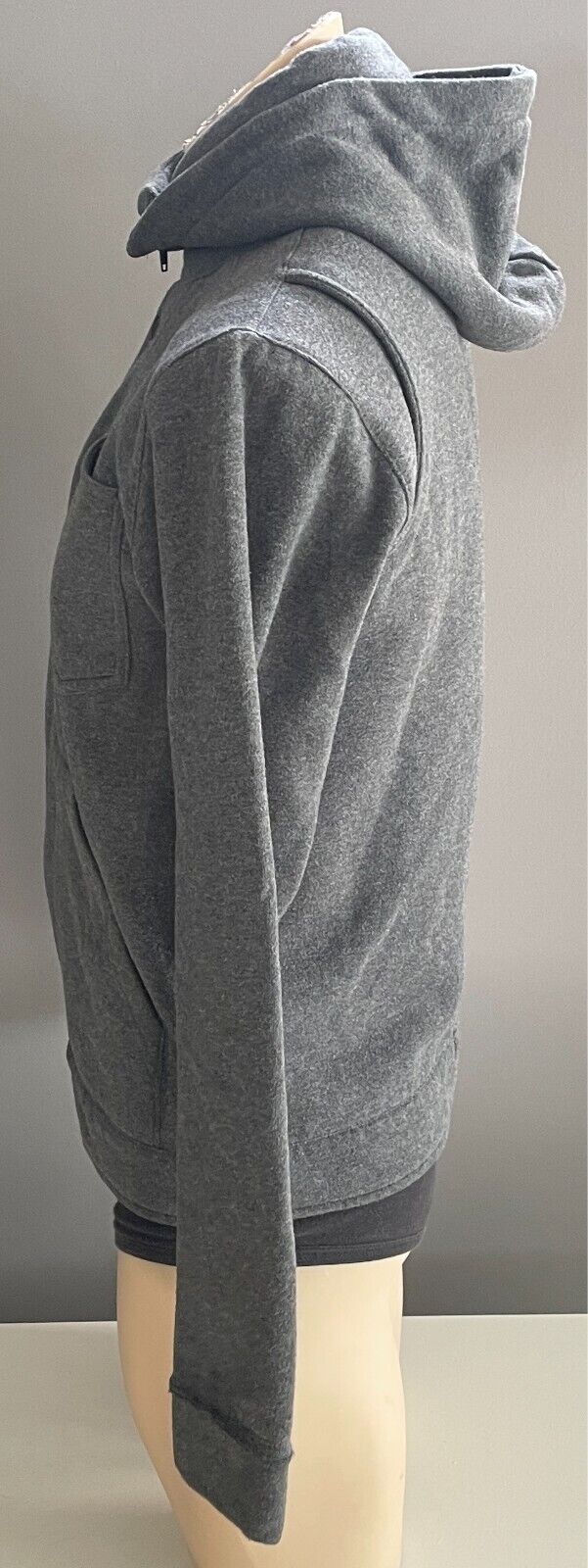 COMUNE Grey Long Sleeve Jacket Mens Size S High Neck Detachable Hoodie