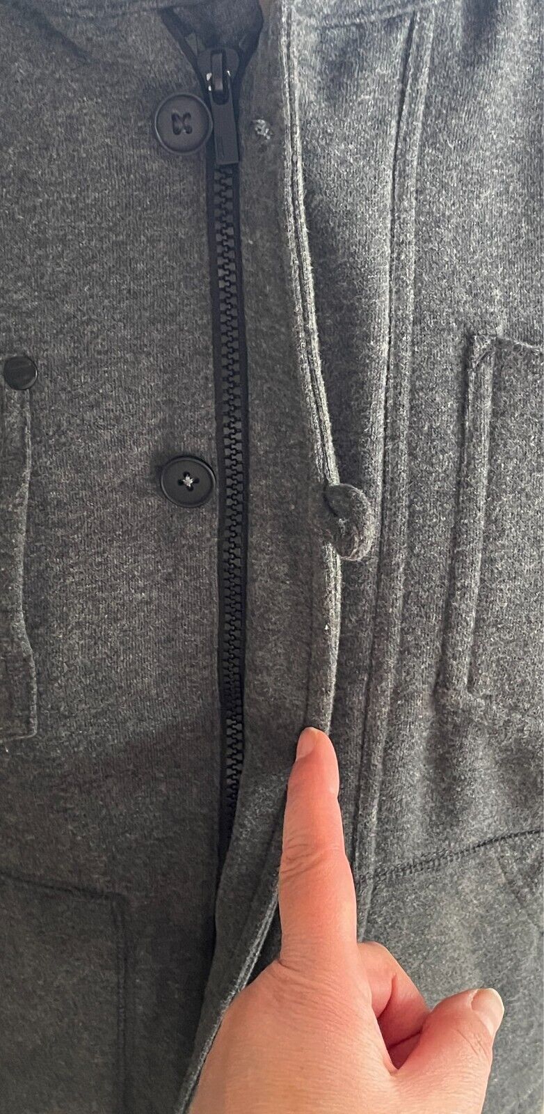 COMUNE Grey Long Sleeve Jacket Mens Size S High Neck Detachable Hoodie