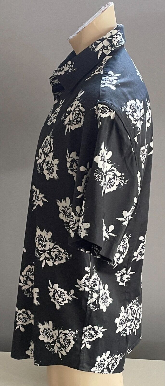 Mens JOHNNY BIGG Shirt Black White Floral Print Mens Plus Size XL Short Sleeves