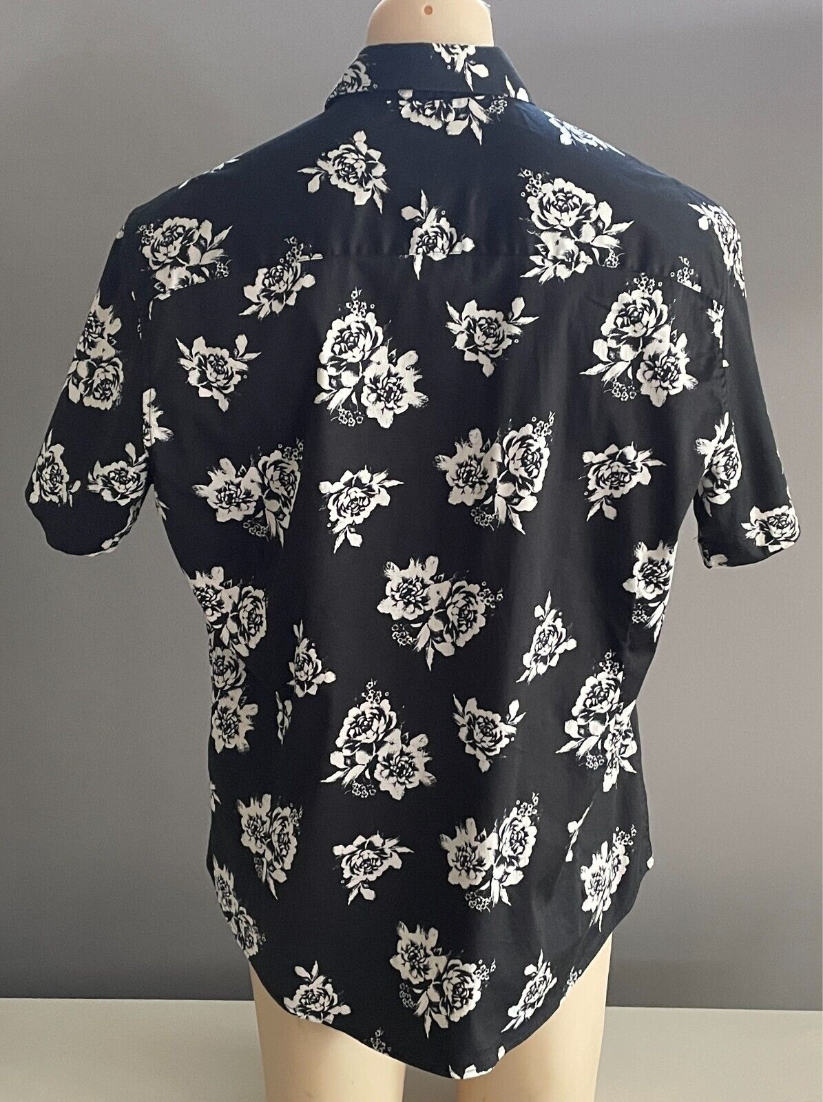 Mens JOHNNY BIGG Shirt Black White Floral Print Mens Plus Size XL Short Sleeves