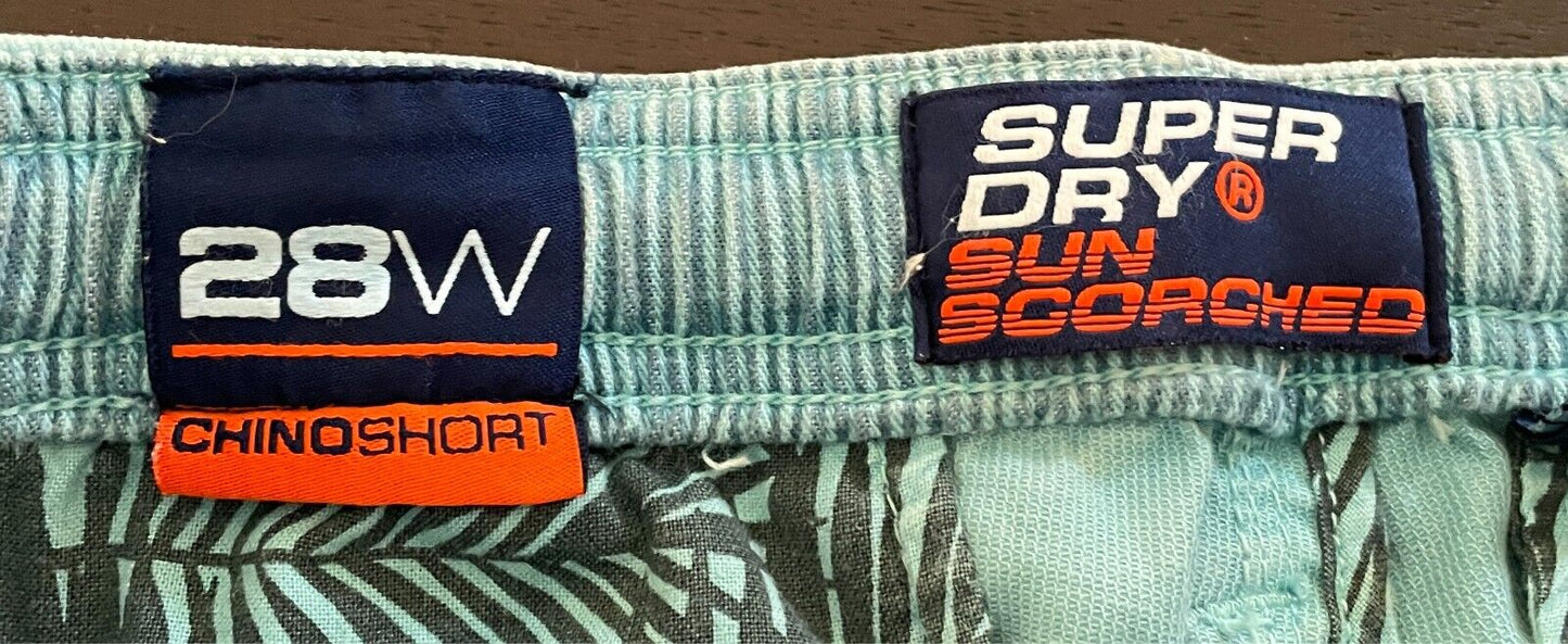 SUPERDRY Sun Scorched Mens Chino Shorts BlueMens Size 28W Elastic Waist