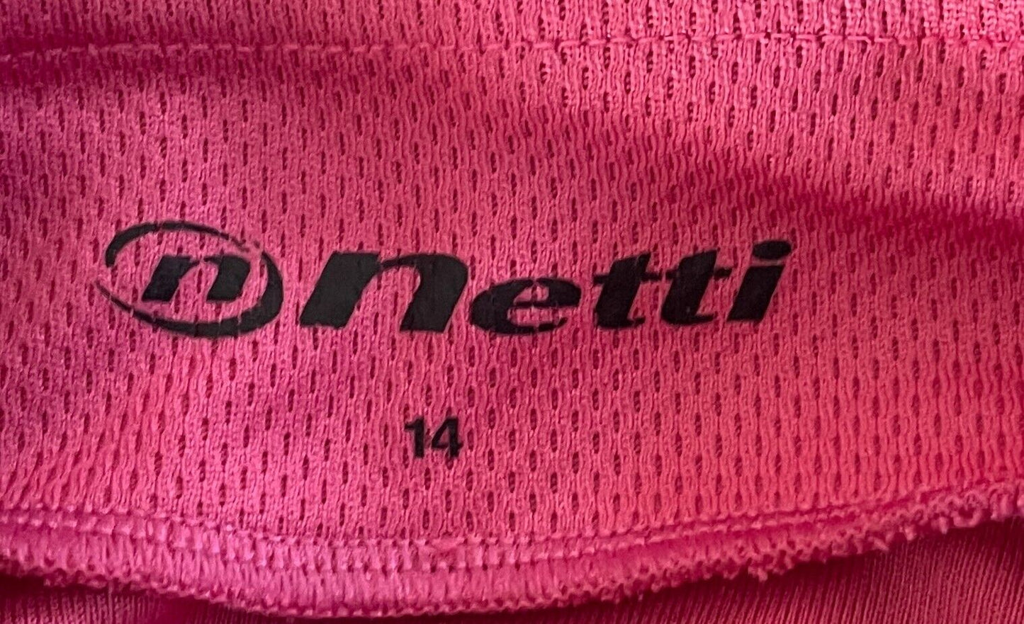 NETTI Cycling Riding Pink Jersey 1/2 Zip Long Sleeves Size 14 Stretch Fabric NEW